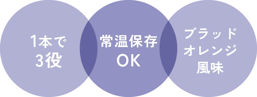 1本で3役、常温保存OK、ブラッドオレンジ風味